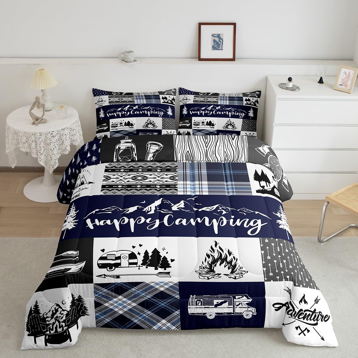 Duvet Twin Happy Camping Bedding For Boys Camper Comforter Set For duvet-twin-happy-camping-bedding-for-boys-camper-comforter-set-for