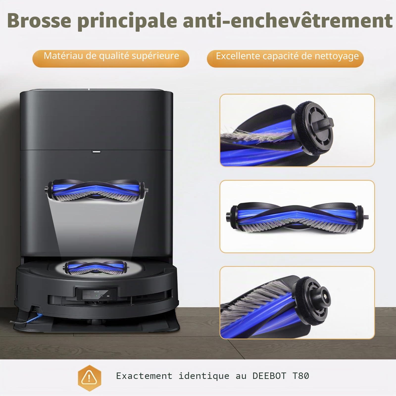 ECOVACS DEEBOT T80 OMNI Pièces de Rechange Robot Aspirateur, 1 Brosse Principale, 4 Filtres, 4 Brosses Latérales, 2 Rouleaux, 4 Sacs à Poussière