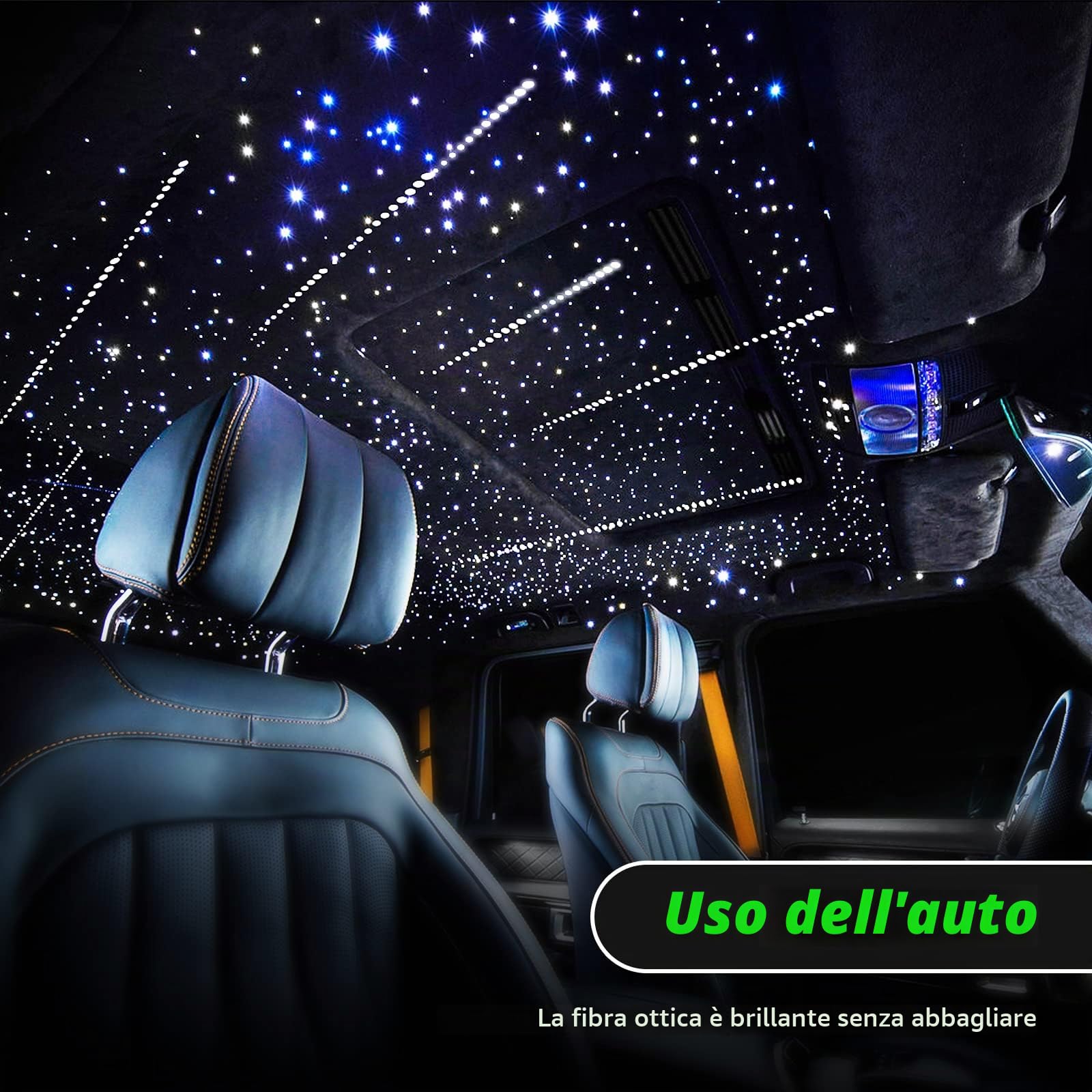 Meteor 3W 96pcs*0,75mm*3 meter Kit luci in fibra ottica, kit 12 LED Starlight cielo con Bluetooth/telecomando+cavo sdoppiatore alimentazione CC per tetto auto (solo effetto stella cadente)