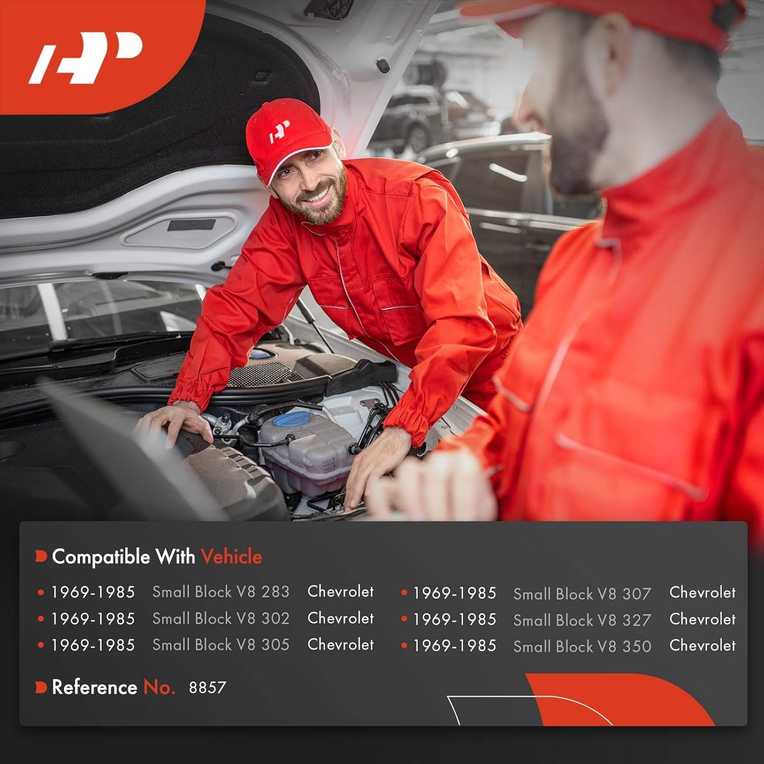 A-Premium 6.6 Inch Crankshaft Pulley with Double-Groove Machined Aluminum Compatible with 1969-1985 Chevrolet Small Block V8 262, 265, 267, 283, 302, 305, 307, 327, 350, 400, Long Water Pump