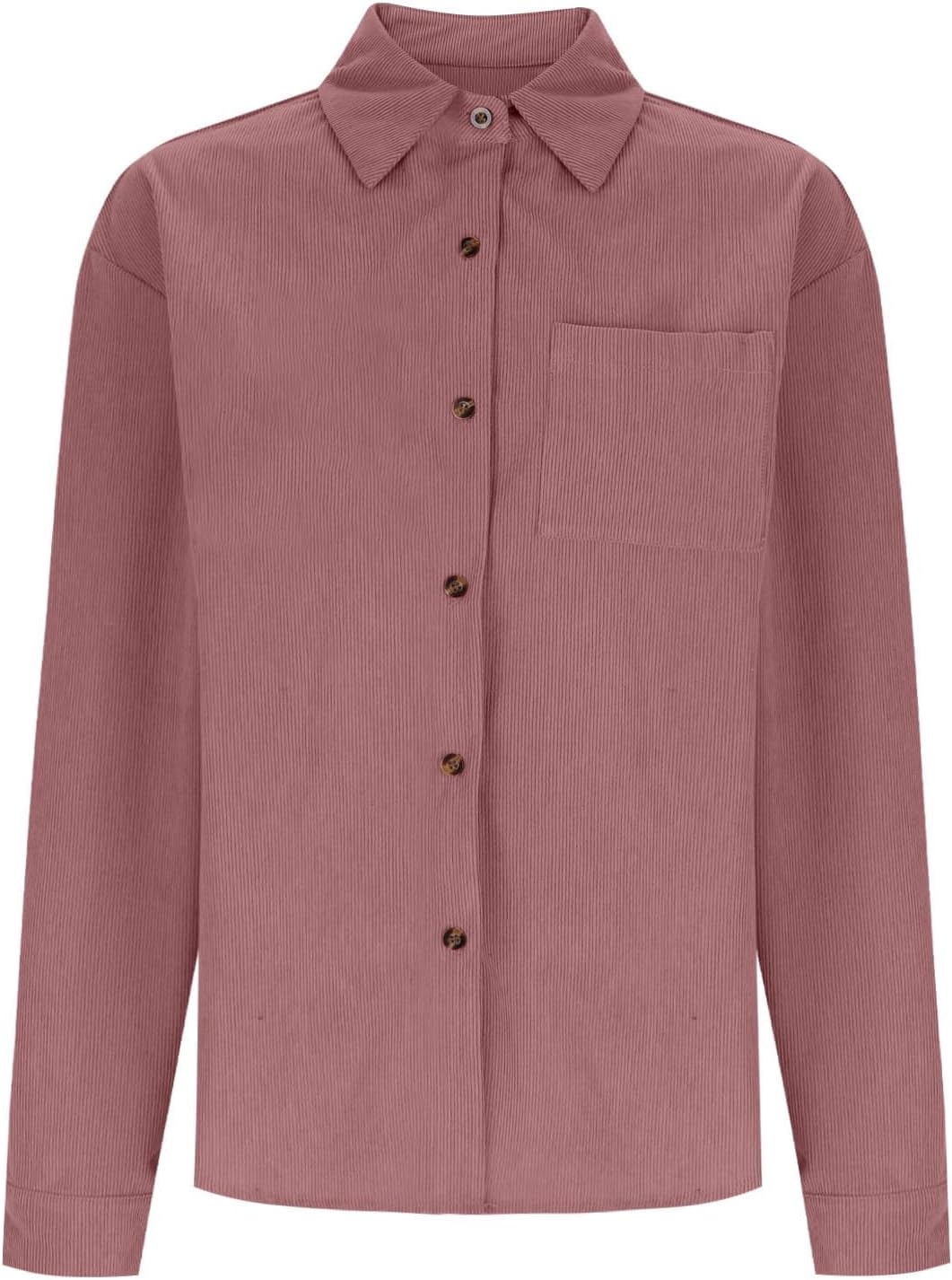 Womens Corduroy Button Down Shirts Jackets Long Sleeve Collared Blouse Tops Oversized Baggy Shackets with Pocket