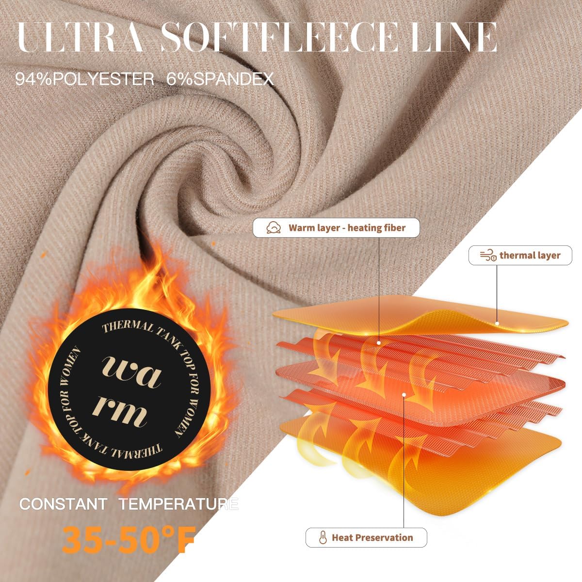 JOYSHAPER Thermal Tank Top for Women Round Neck Sleeveless Vest for Winter Underwear Tops - Image 4