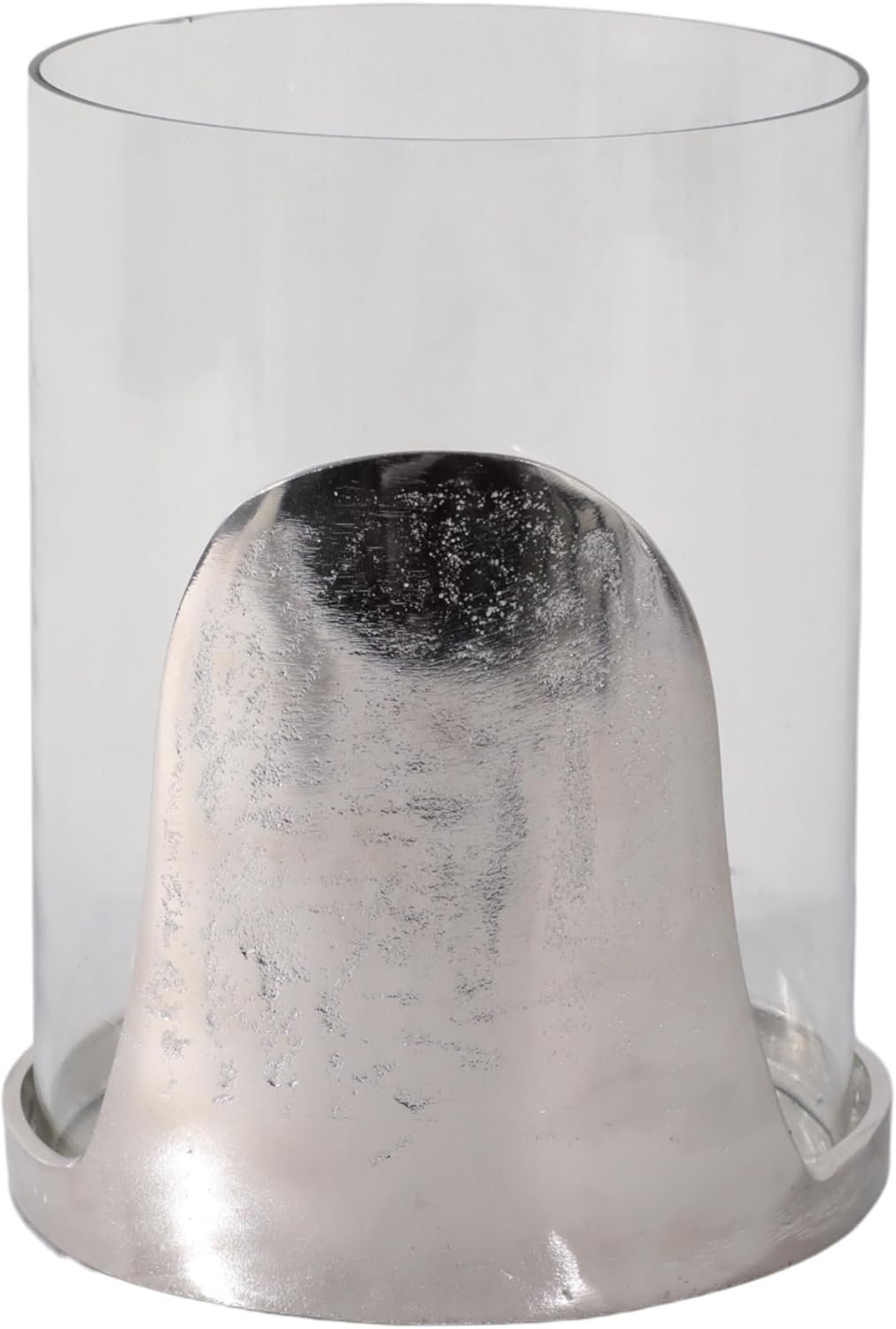 Modern Hurricane Pillar Holder for Home Decor Accent - Decorative Glass Cylinder Candle Stand for Table Centerpieces or Dining Room - Candlestick Holders for Everyday Decor - 9", Silver & Clear