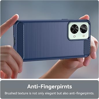 Asuwish Phone Case for OnePlus Nord 2T 5G with Tempered Glass Screen Protector Cover and Cell Accessories Soft TPU Silicone One Plus On 1 Plus 1plus One+ 1+ Nord2T G5 Women Men Carbon Fiber Navy Blue