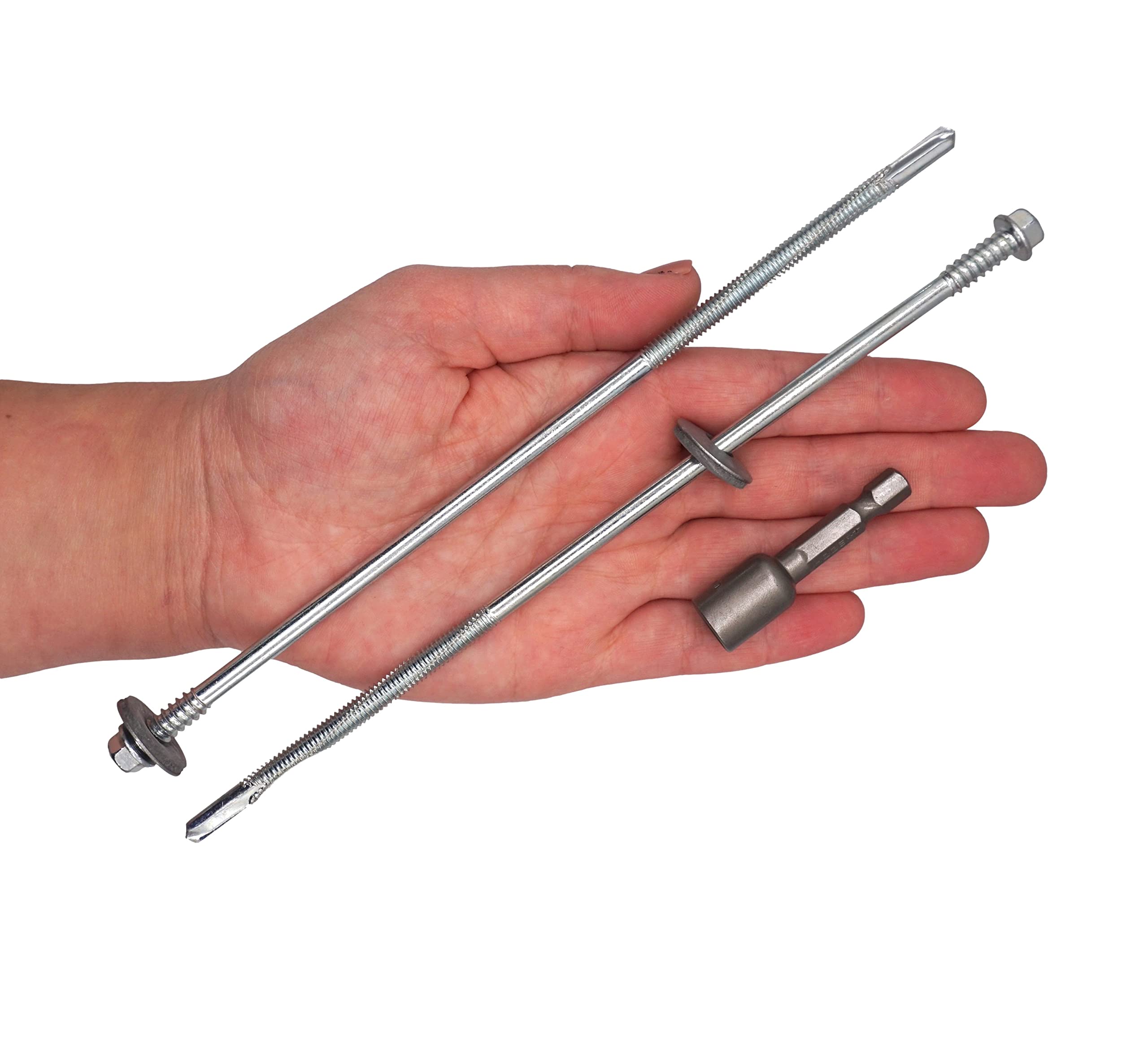 SKIR'CO (40 pezzi) Viti autoperforanti 5,5 x 200 mm zincate con rondelle EPDM per pannelli sandwich, testa esagonale