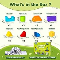 Vista 4 de Bloques magnéticos, bloques de construcción grandes para niños pequeños de 1 a 3 años, juego de bloques apilables 3D multiformas, juguetes