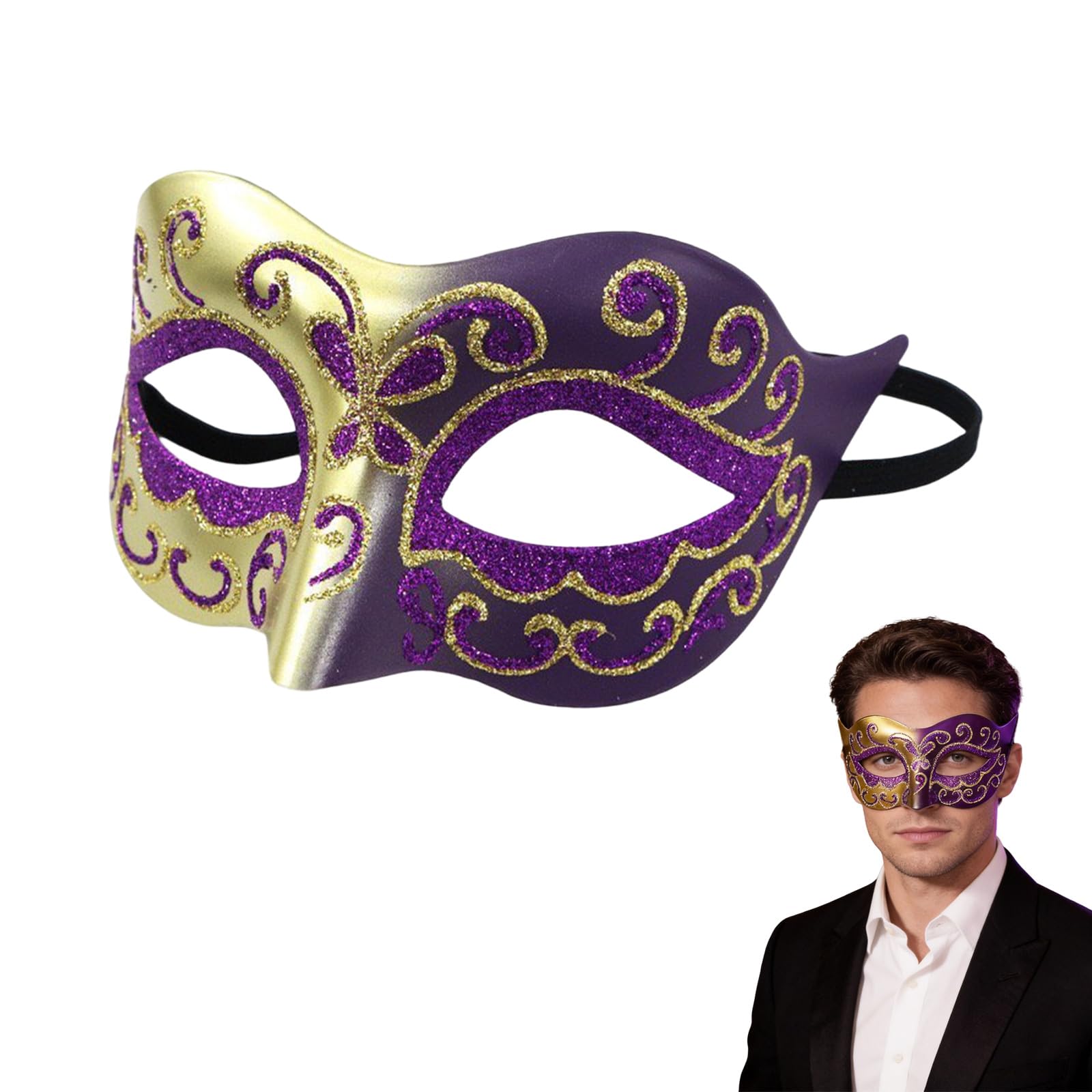 QLHNGUZ Retro Venetian Gold Masquerade Mask, Masquerade Mask for Men Women, Vintage Carnival Venetian Mask, Halloween Costume Cocktail Party Mardi Gras Mask
