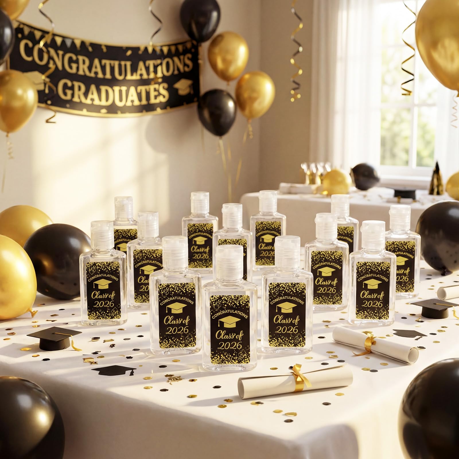 Leelosp Set di 36 mini saponi per le mani sciolte per la laurea di classe 2026, colore nero, regalo per la notte di laurea, 29,6 ml, per insegnanti, compagni di scuola