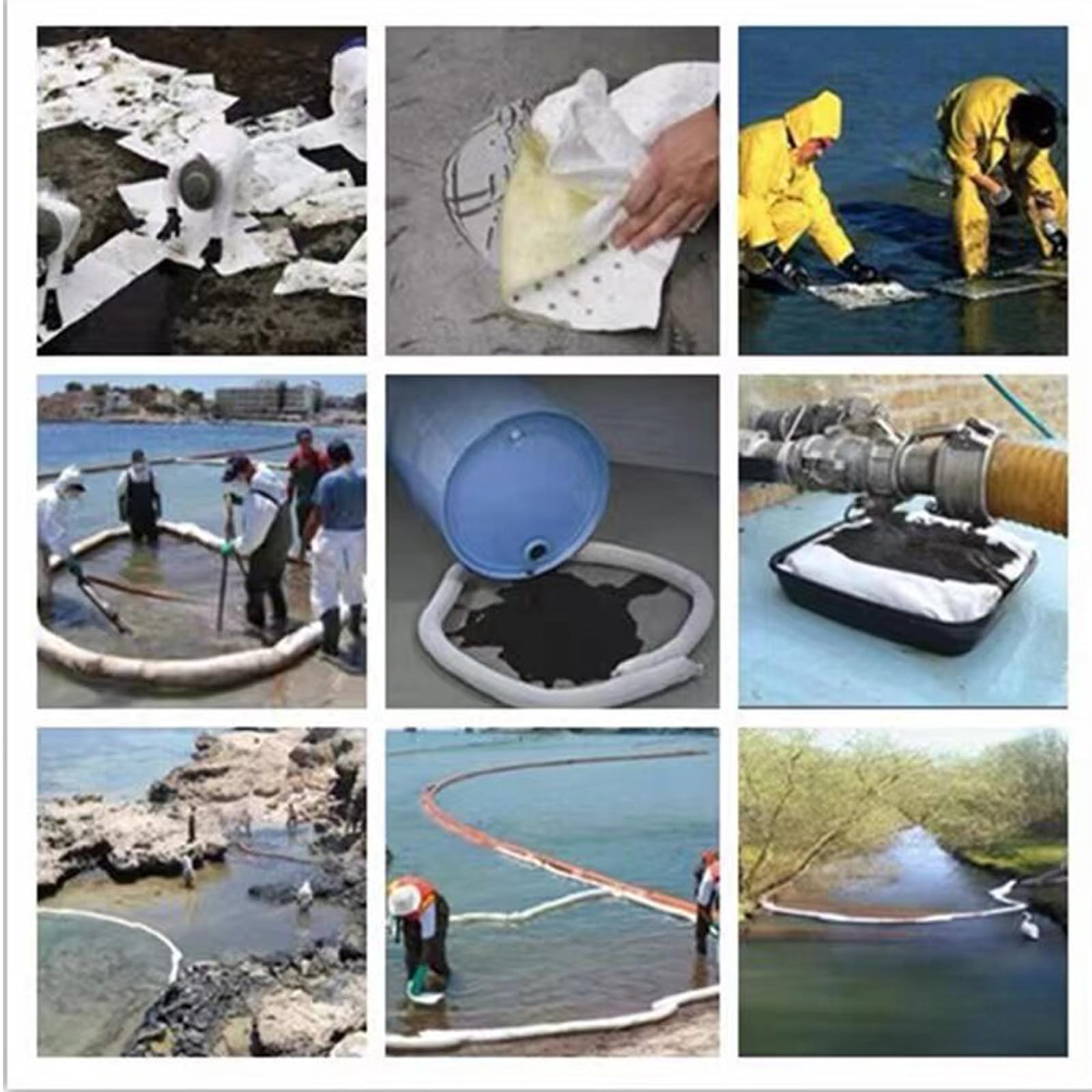Barreras de contención de derrames de petróleo, Paquete de 3 barreras flotantes de contención de petróleo y Mangas absorbentes para el Control de derrames - Uso en muelles y estanq