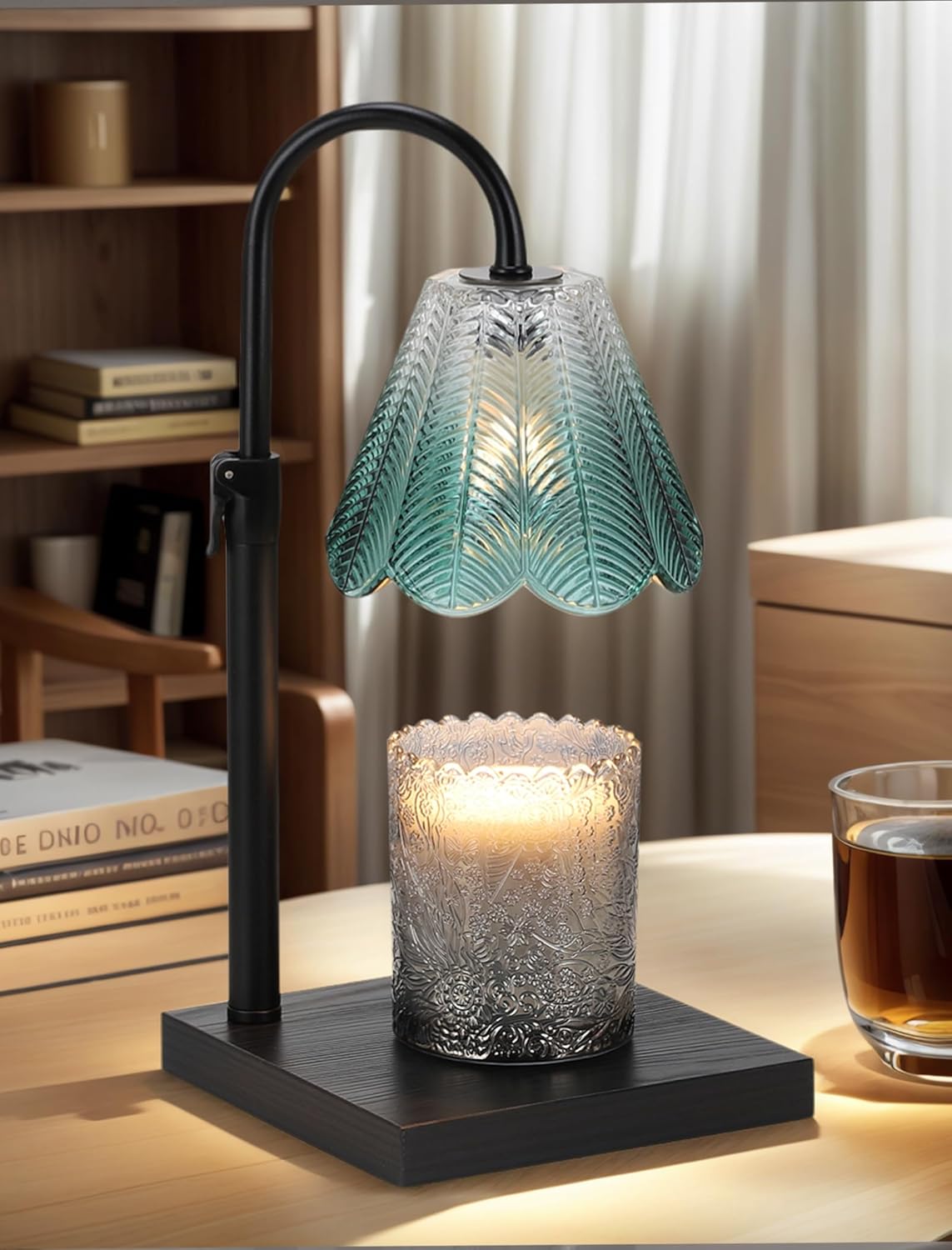 Candle Warmer Lamp with Timer & Dimmer, 2 Bulbs, Height Adjustable, Fit All Size Jar Scented Candles, Safe Aromatherapy Light for Sleep, Work, Yoga, Bedroom, Office, Gift (Teal)