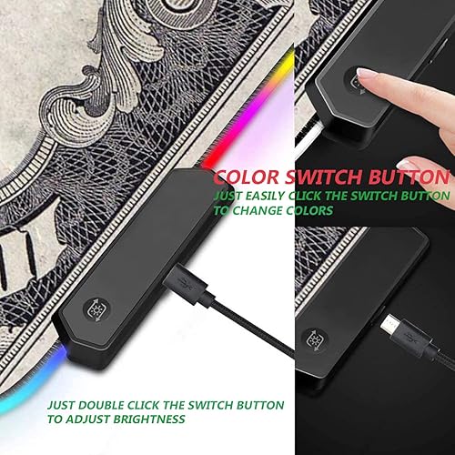 Vista 104 de Alfombrilla de mouse RGB para juegos con posavasos para café, alfombrilla de mouse LED grande XXL, base de goma antideslizante, alfombrilla de mouse