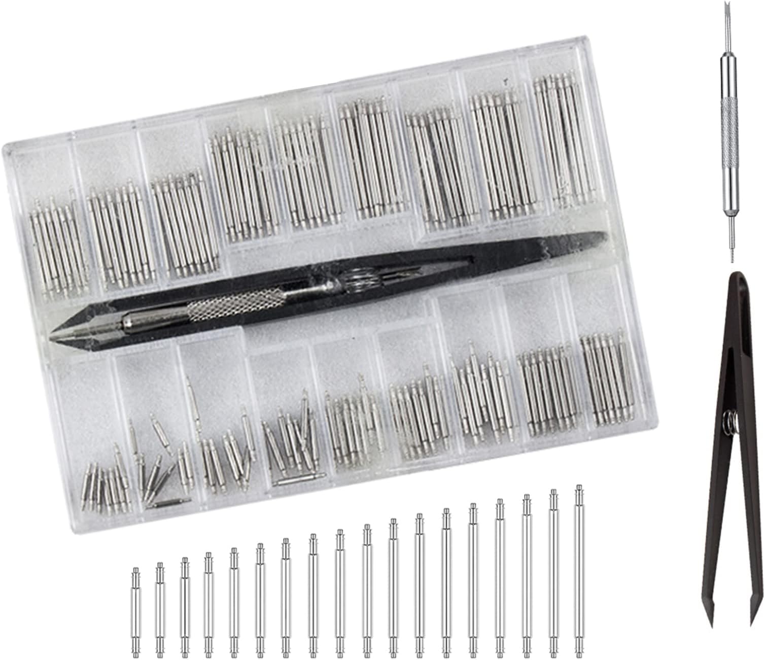 144 x Spring Bars for Watch Bracelet Pins 8-25 mm Stainless Steel Watch Strap Repair Kit