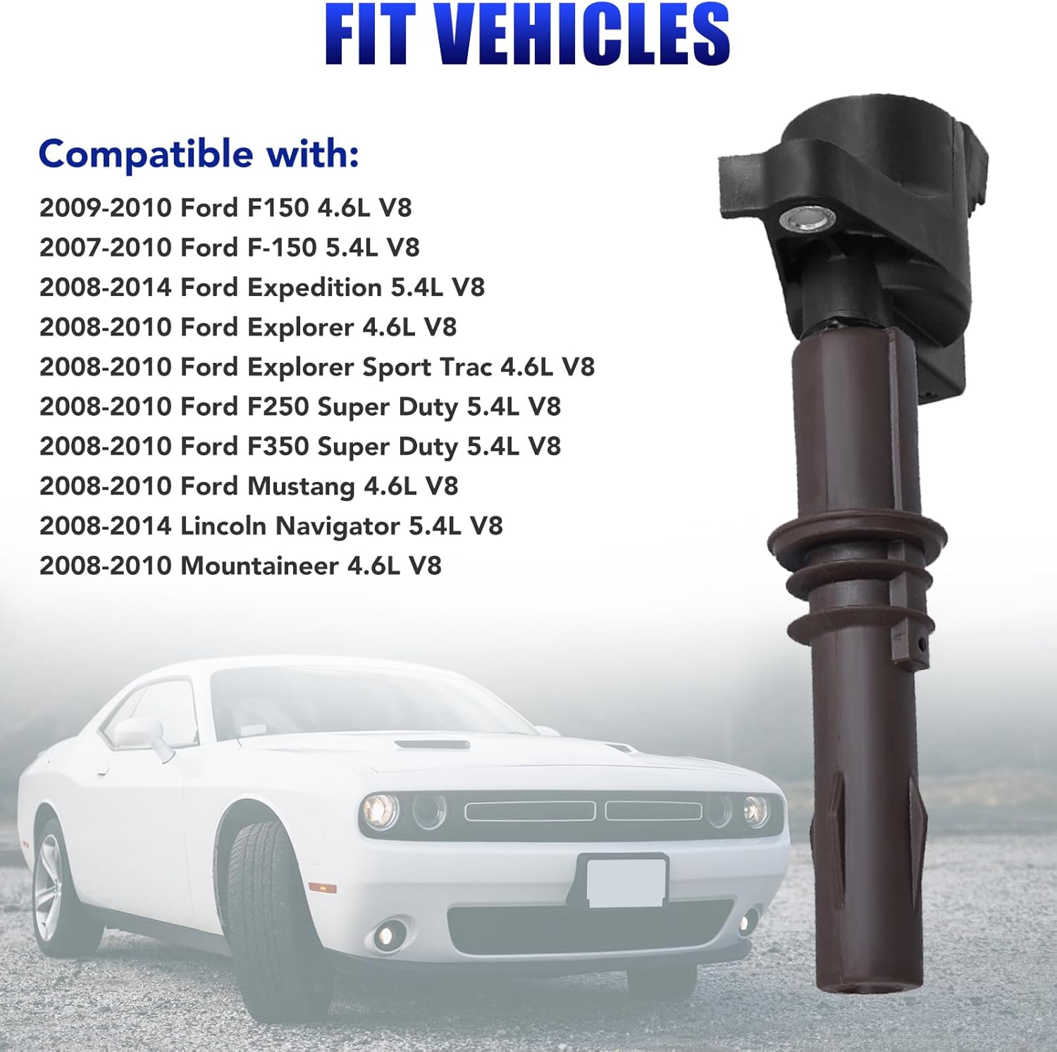 Set of 8 Ignition Coil Pack and Spark Plugs for 2007 2008 2009 2010 Ford F150 F250 F350 Explorer Mustang Lincoln Navigator, 2008-2014 Ford Expedition 4.6 5.4 V8 Replace FD509 DG521- Brown