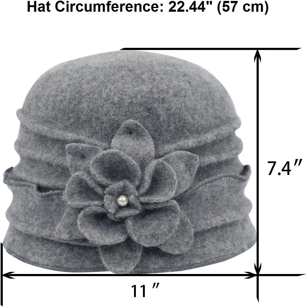 Dahlia Women's Winter Hat - Wool Cloche/Bucket Hat, Slouch, Flower - Image 4