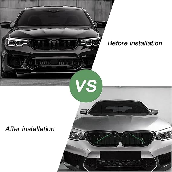 2PCS Grille Insert Trims Stripe,Front Grille Trim Stripes Cover Brace Covers Guard Accessories Compatible with V Brace Covers for BMW 1 2 3 4 Series F30 (Green)