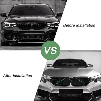 2PCS Grille Insert Trims Stripe,Front Grille Trim Stripes Cover Brace Covers Guard Accessories Compatible with V Brace Covers for BMW 1 2 3 4 Series F30 (Green)