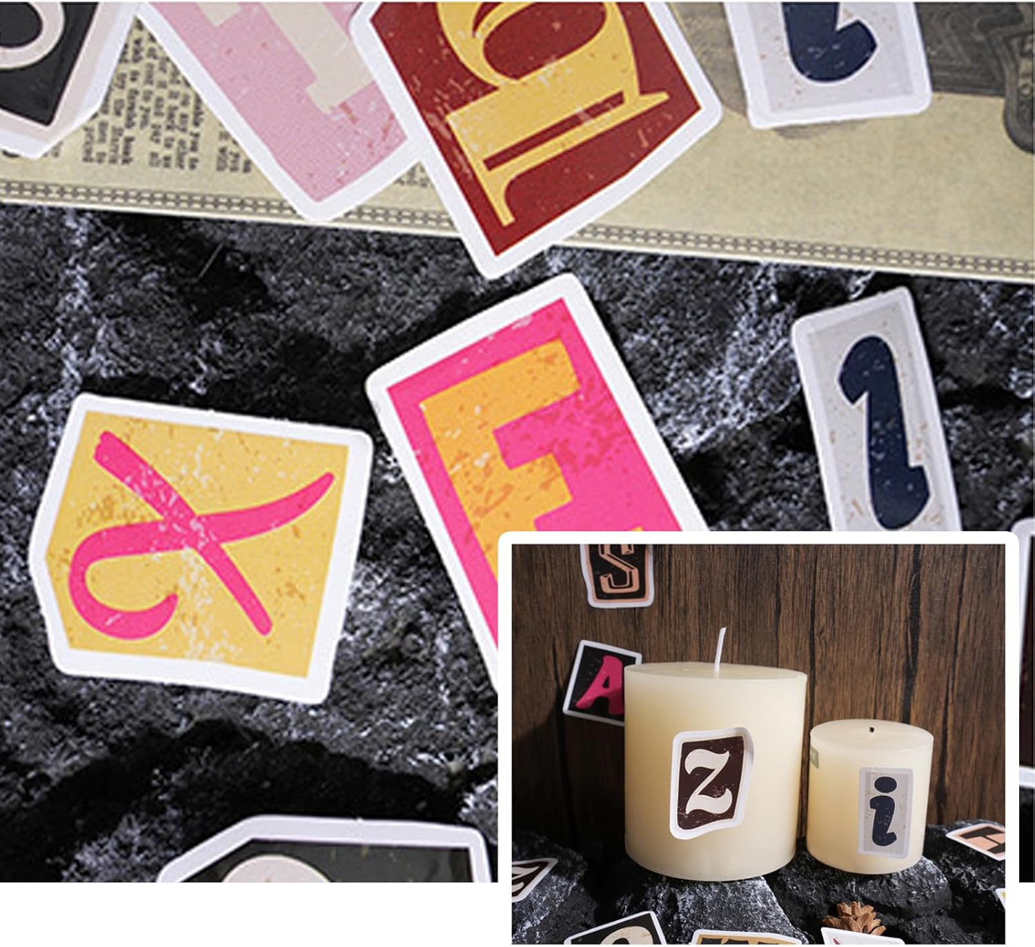 AYNKH 104pcs Retro Letter Stickers, Waterproof Vinyl Letter Stickers, DIY Stickers for Decorating Travel Suitcases, Signs, Mailboxes