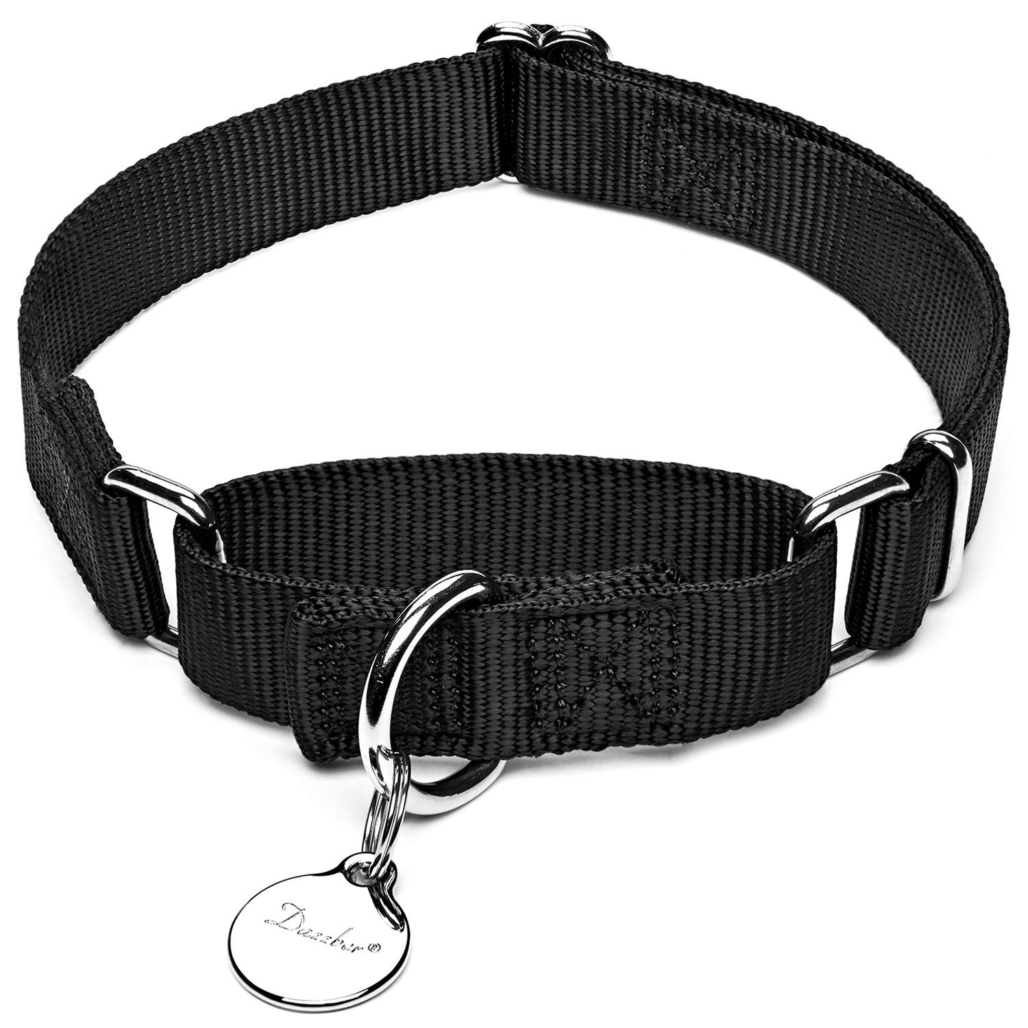 Collier martingale nylon durable grand moyen petit chien anneau métal