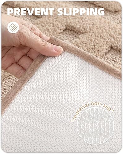 Miniatura 5 de Color&Geometry Alfombra de baño beige  Refresca tu baño con una alfombrilla absorbente de microfibra marrón claro, suave, antideslizante, lavable,