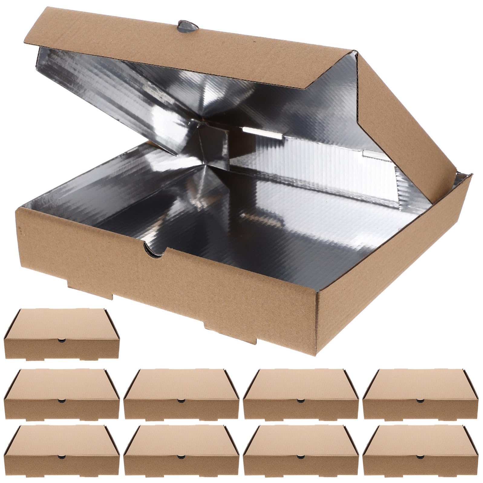 INOOMP Scatole per Pizza in Carta Kraft e Alluminio Scatola Ondulata 10 Pezzi per Locale e Caffetteria per Asporto e Picnic
