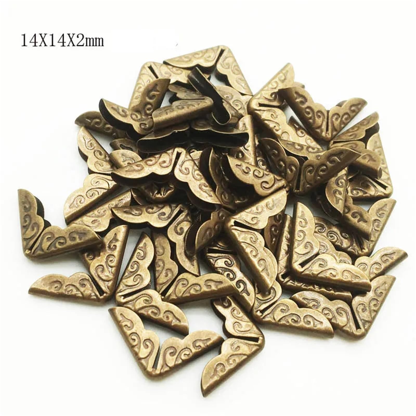 Fotoecken, 14 x 14 x 3 mm, bronzefarbene Metall-Buchecken für Fotoalben, Menüordner, DIY, Scrapbooking, Dekoration, Eckenschutz, 1000 Stück