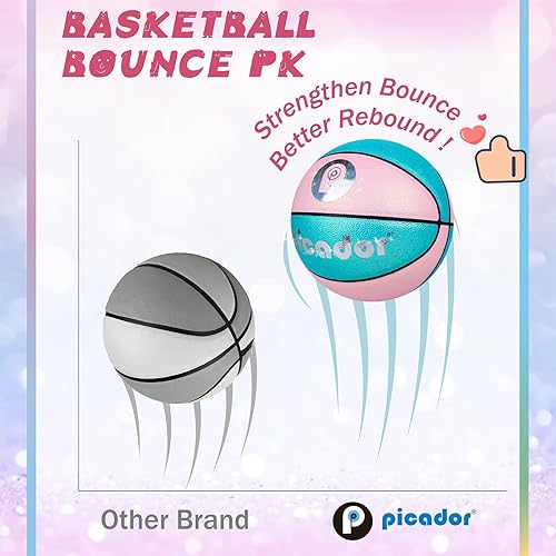 Miniatura 7 de Picador Glitter Pink Basketball Size 5 6 for Kids 5-7 8-12 Years Old Girls Boys, Indoor Outdoor 27.5 28.5 PU Youth Junior Women Basketballs