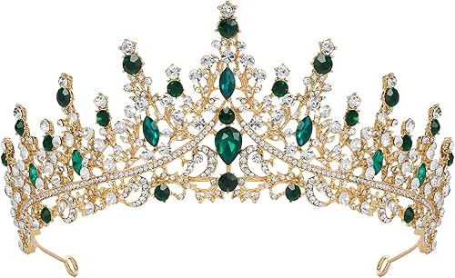 Miniatura 1 de SWEETV Tiara de boda de cristal para mujer, diadema de corona de reina real, accesorios de pelo de princesa con diamantes de imitación para baile de