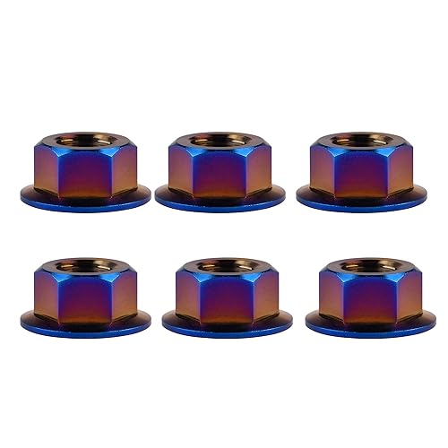 Miniatura 8 de Titanium DIN6923 M5 M6 M8 M10 M12 M14 M16 - Juego de 6 tuercas hexagonales (paso M8, 0.069 pulgadas, dorado)