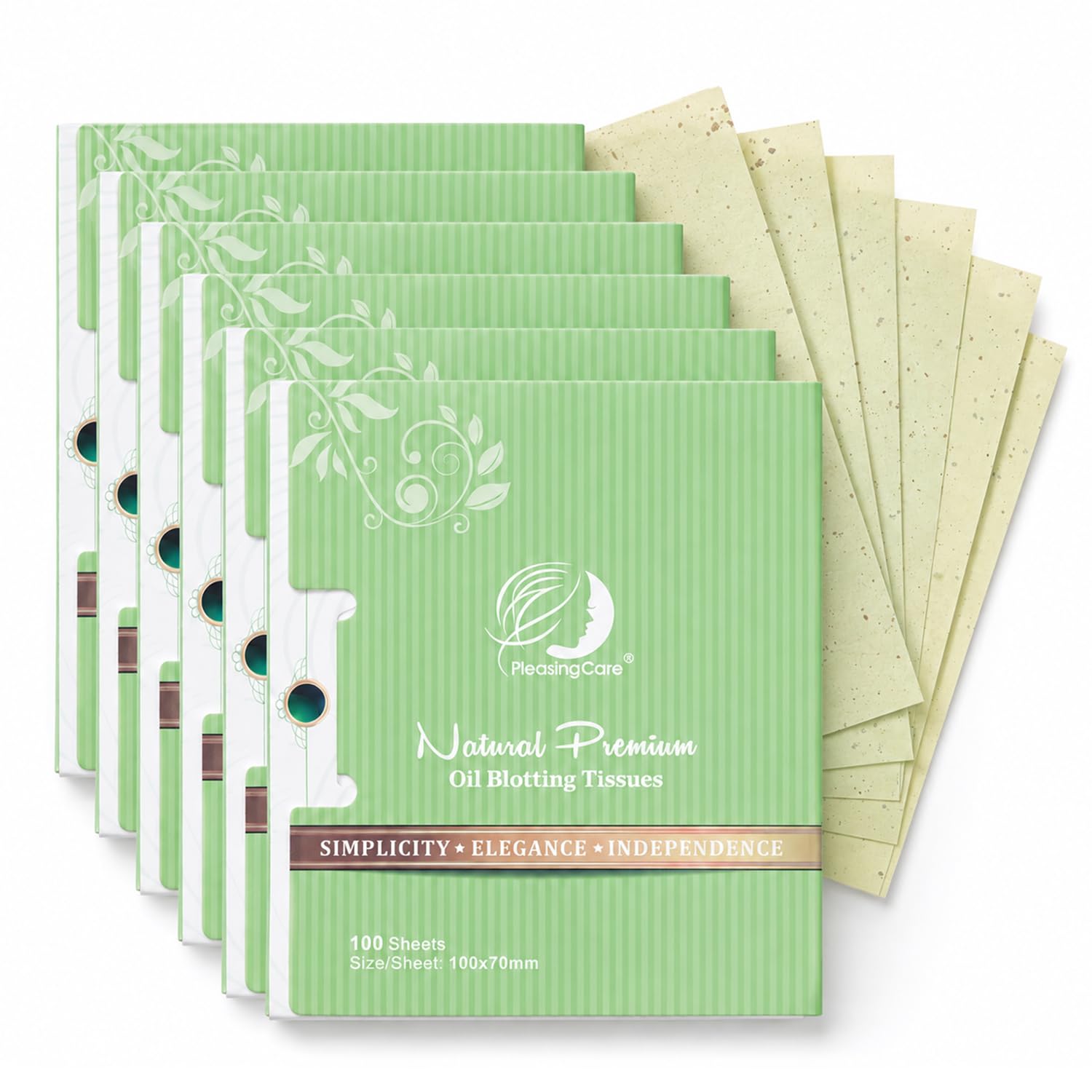 Premium Face Oil Blotting Sheets, 6pack for Facial Care or Makeup, GreenTea
