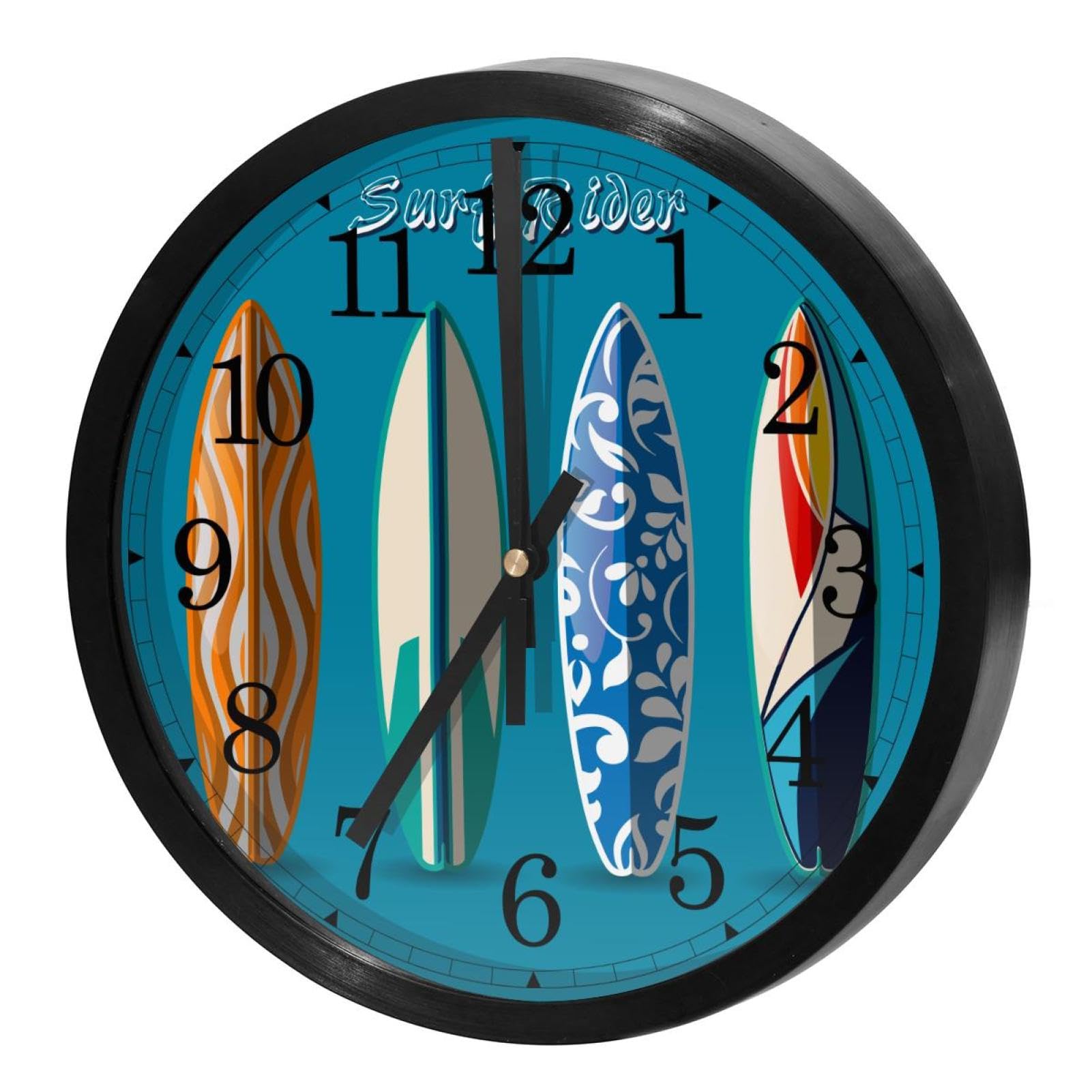 Horloge murale de cuisine ronde et silencieuse Surf Rider à quartz