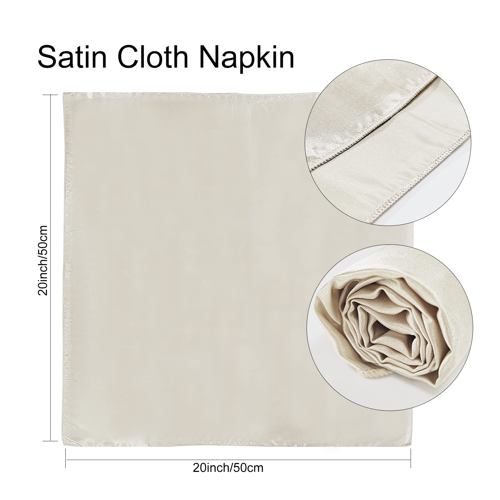 Tovaglioli In Cotone Beige Con Bordo Smerlato – Set Da 4 – 45x45 Cm – Lavabili E Assorbenti – Per Ringraziamento E Matrimoni - 2