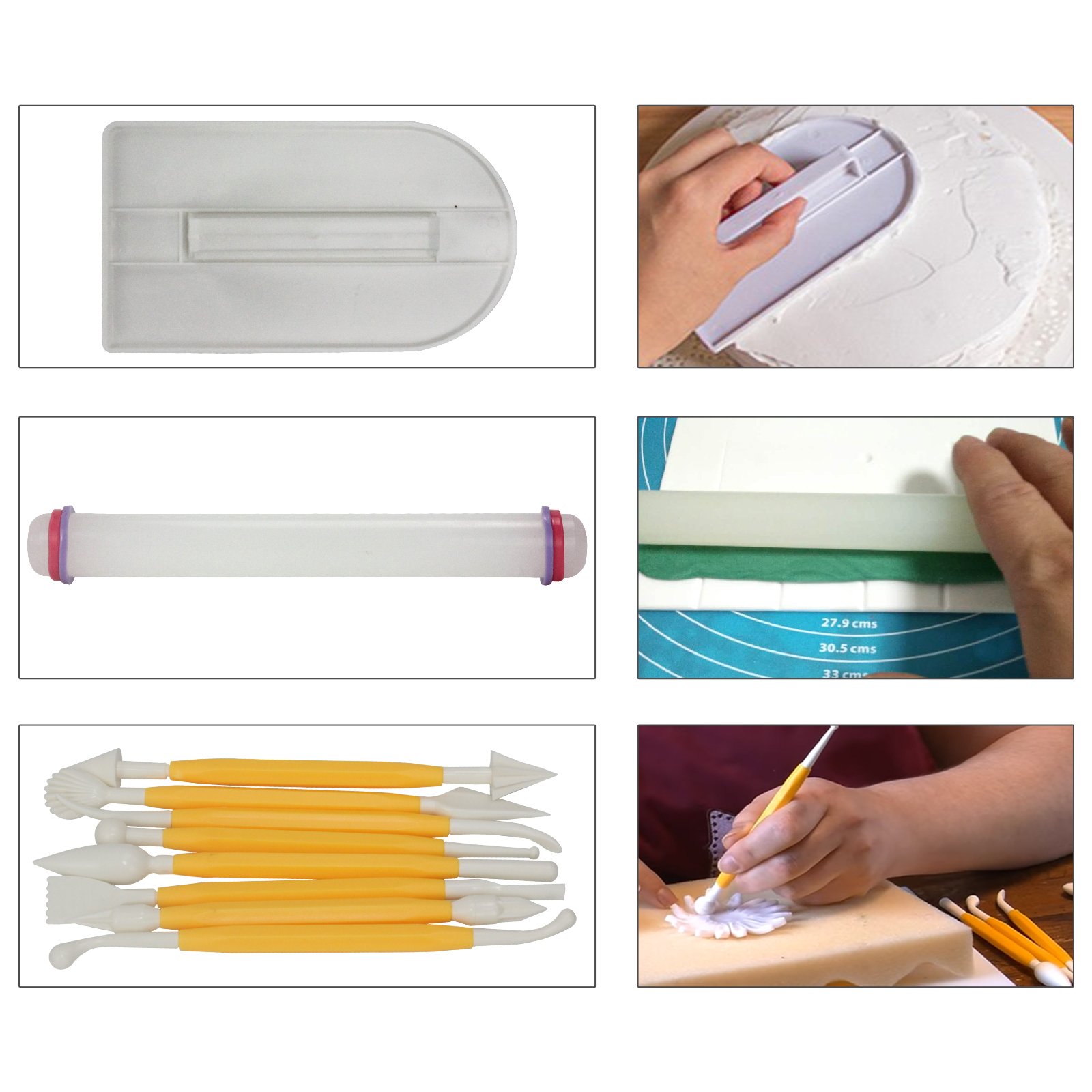 Fondant Cake Sugarcraft Kit de decoración de moldes para galletas, cortador de émbolo de glaseado, juego de 102 piezas 4