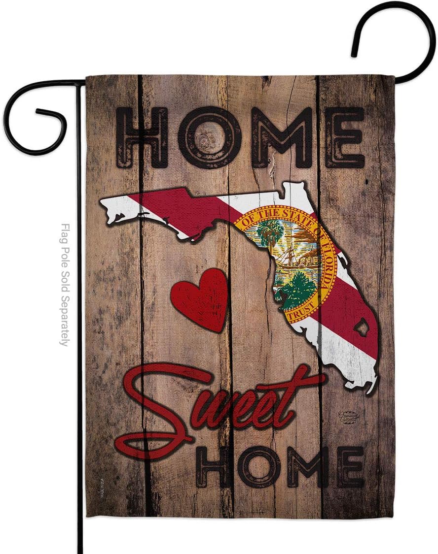 State Florida Home Sweet Garden Flag Set Wood Dowel Americana States USA American Territories Republic Country Particular Area Small Decorative Gift Yard House Banner Made In 13 X 18.5