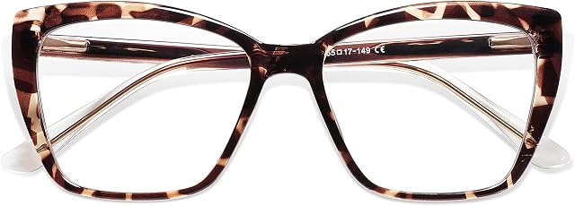 AMOMOMA Trendy TR90 Lunettes de lecture de lumière bleues surdimensionnées pour femmes, Lunettes d'œil de chat carrées élégantes AM6031