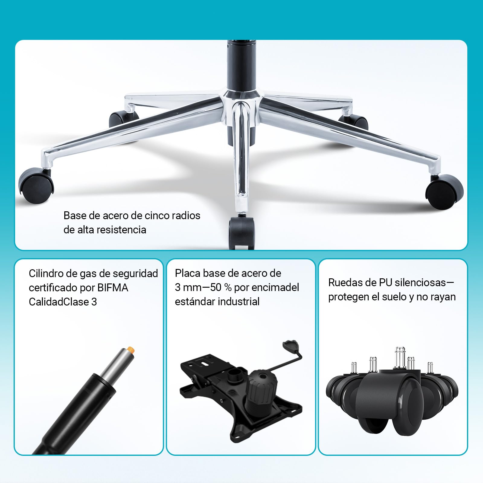 MELOKEA Silla de Oficina de 200 kg, Ganador de Pruebas ergonómicas, Soporte Lumbar Ajustable 9P, reposabrazos 4D + Magic, Silla de Oficina EN12520