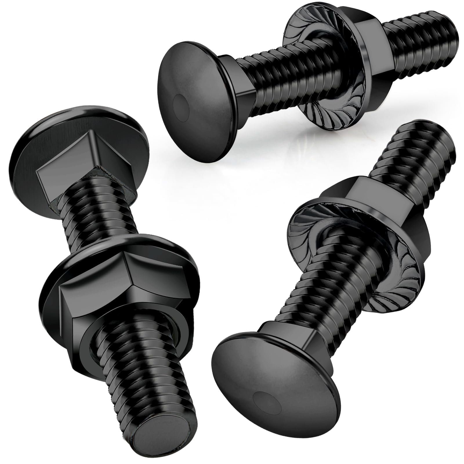 SWTYExt M6 Coach Bolts 25 Pcs Carriage Bolts M6x60mm Coach Bolt 304 Stainless Steel Black Oxide with Flange Hexagon Nuts DIN 6923 for Construction Industrial Machinery Home Decoration