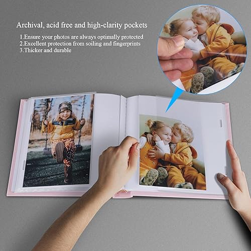 Miniatura 2 de Álbum de fotos de 4 x 6 pulgadas con capacidad para 60 fotos con bolsillos verticales deslizantes, libro de fotos, cubierta de lino, álbumes de