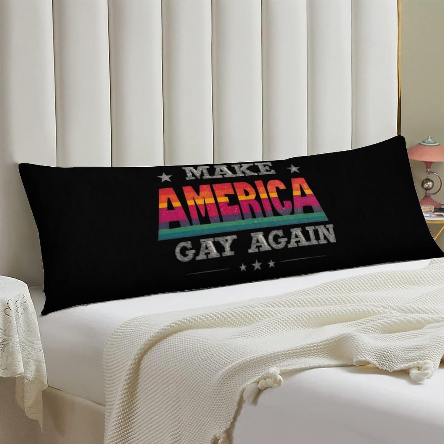 Make U.S.A. Gay Again Body Pillow Cover Long Cushion 18.9x53.1 Inch | pillowcase,bed decor,farmhouse,sofa