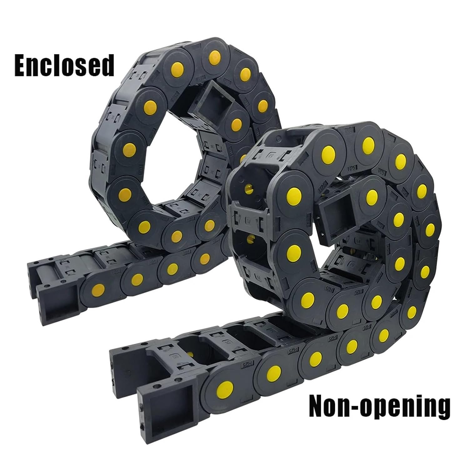 Cable Chains R55~R125 20x25 20x38 20x50 20x57 Non-Opening/Enclosd Plastic Towline 1m Length Yellow dot Enhancement for