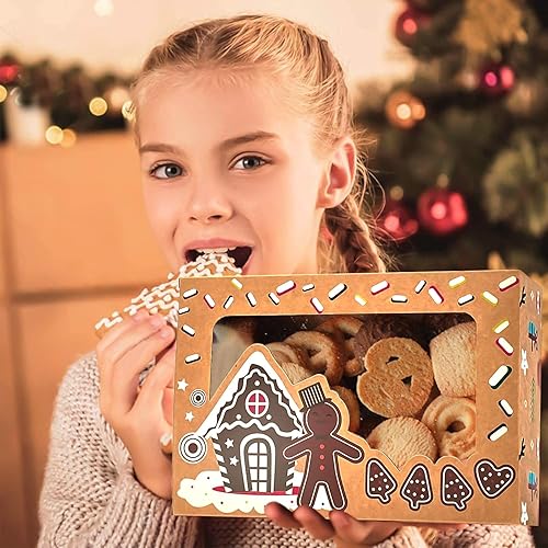 Miniatura 5 de PARSUP 24 cajas de galletas de Navidad con ventana de PVC, cajas de regalo de papel kraft para pasteles, cajas de chocolate, cajas para pasteles con