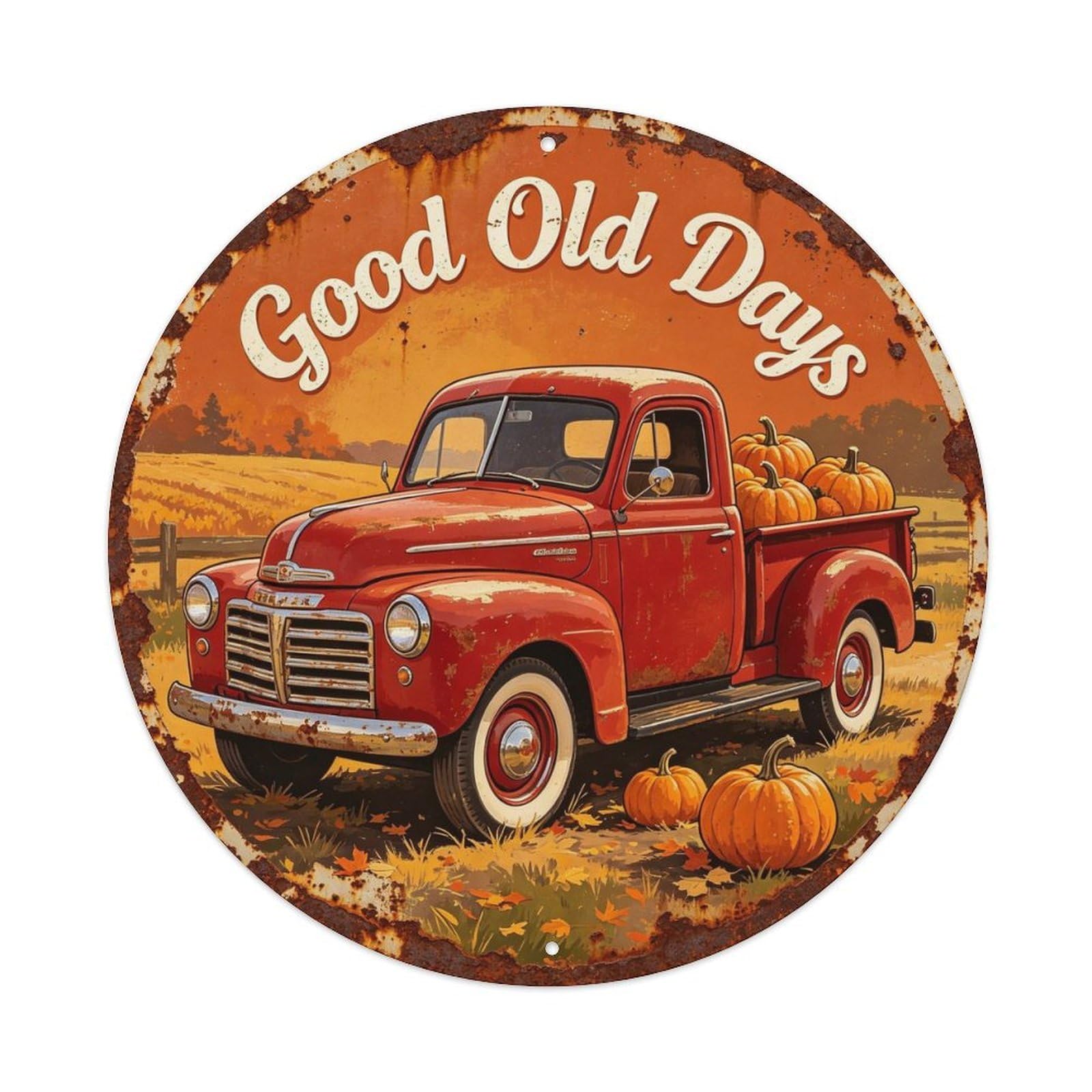 Vintage Red Pickup Truck Good Old Days Metal Tin Sign Plaque