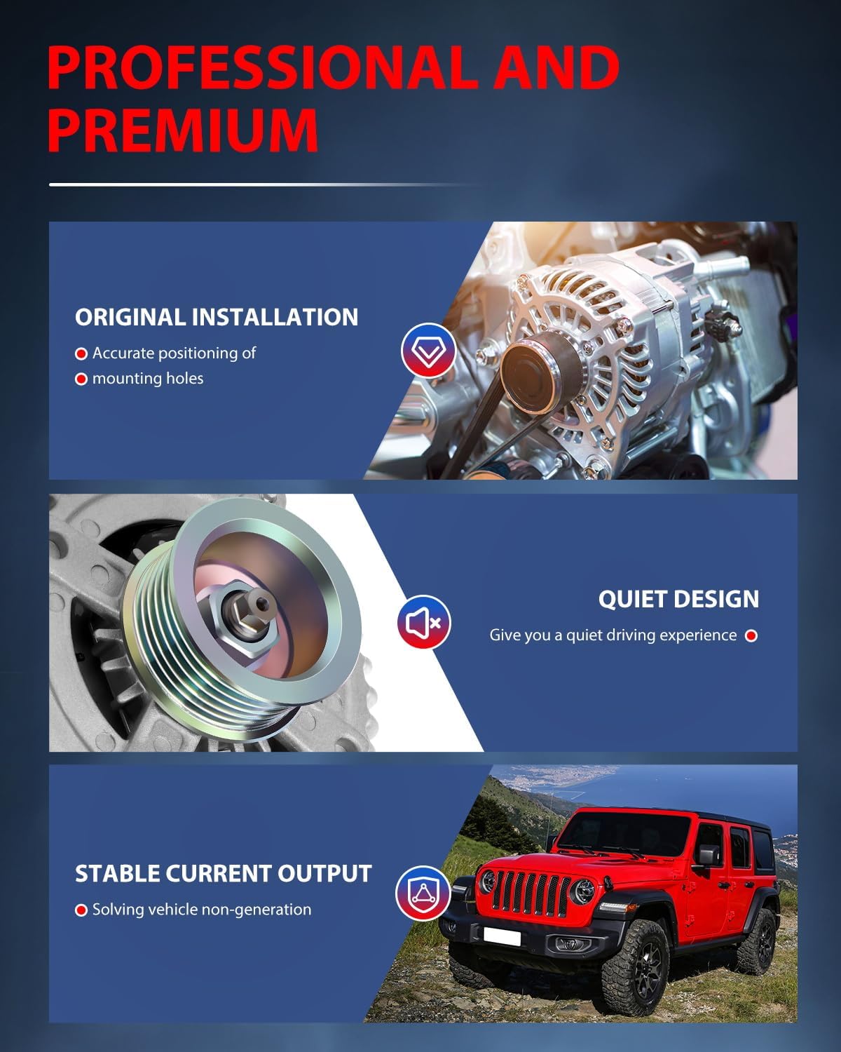 cciyu Alternators 11504 Fit For Jeep for Liberty 2010 2011 2012 For Dodge Nitro 2010 2011 AND0608 05149275AA 5149275AA 140Amp ER IF