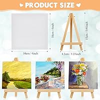 Vista 2 de Mimorou Paquete de 32 mini lienzos con caballete para pintar pequeños paneles de lienzo estirados, paquete con caballete de madera resistente
