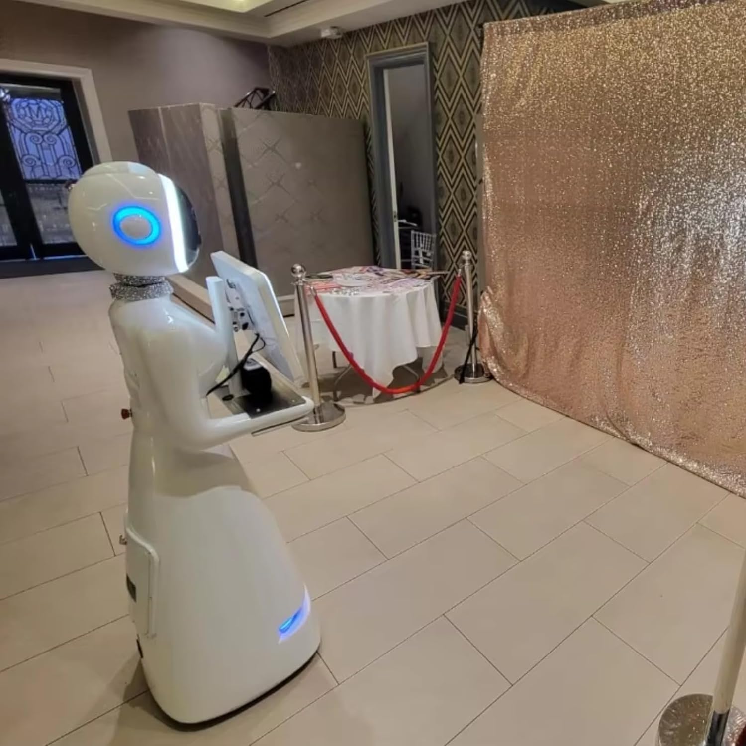 Automatic 360 Photo Booth with AI Instant Print, Selfie Kiosk with Face Recognition & LED Ring Light, APP Control for Event, Wedding, Birthday & Business