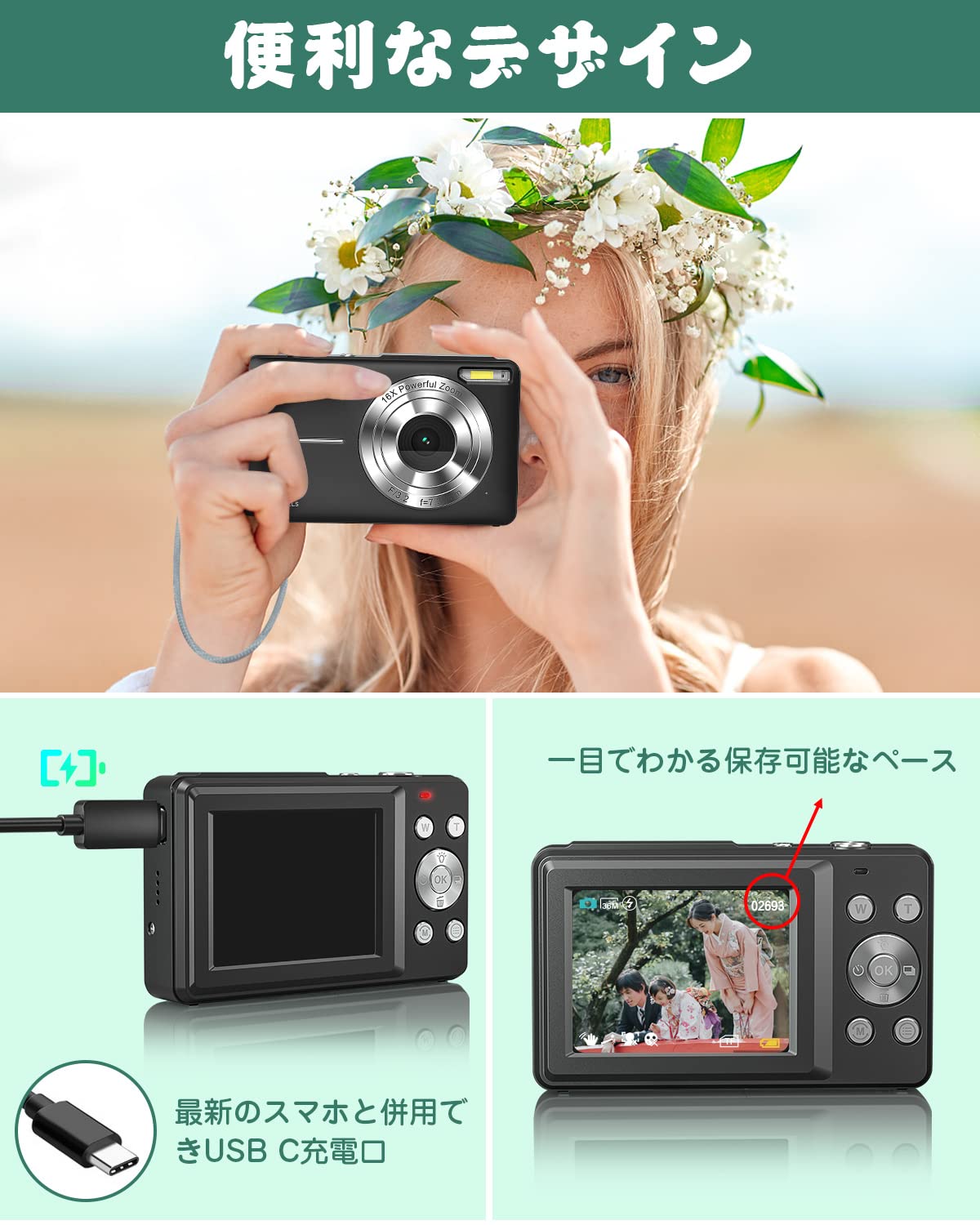 【即購入可】ビデオカメラ　Rosdeca Amazon | Rosdeca デジカメ デジタルカメラ 4400万画素 トイ