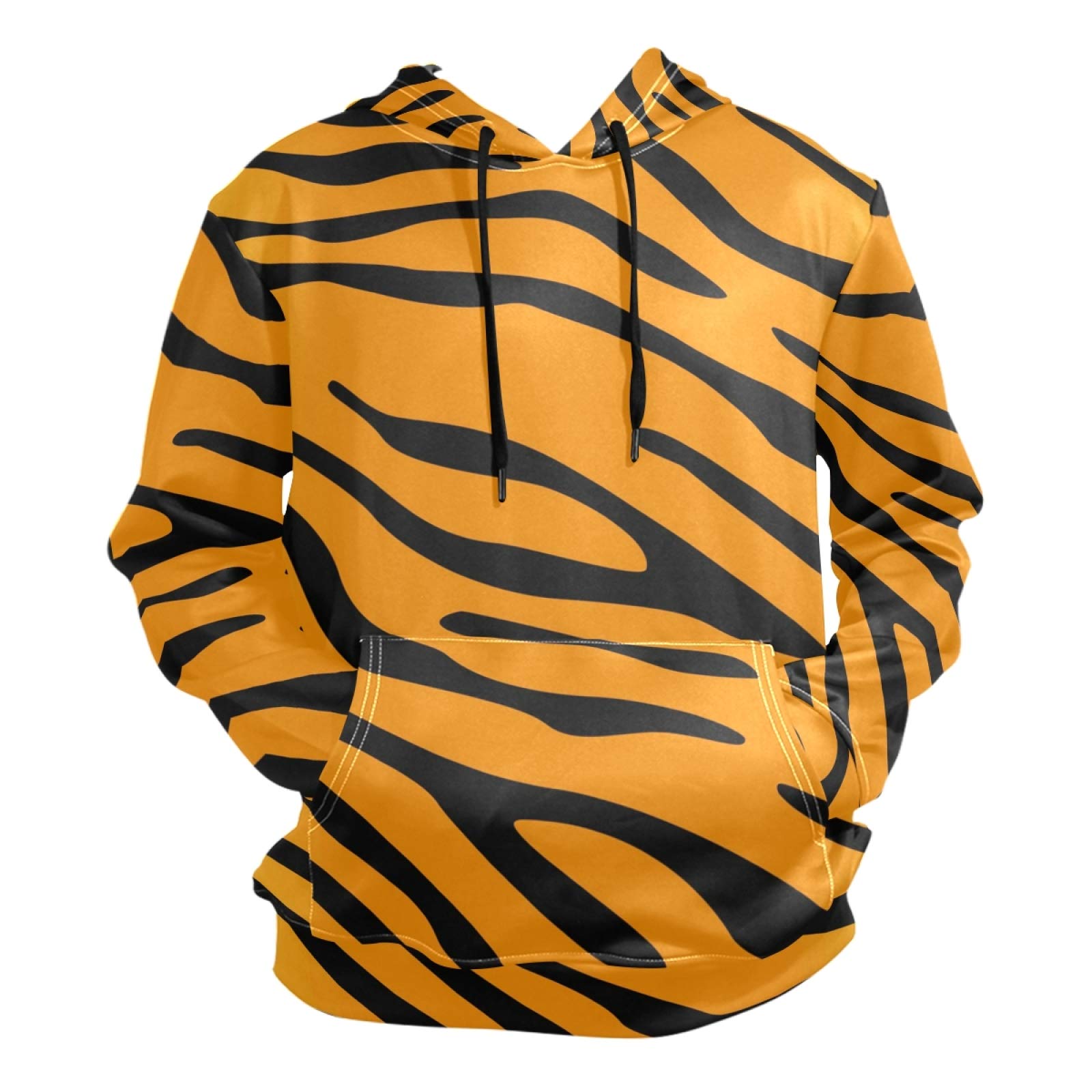 PUXUQU Mens Hoodie Sweatshirt Tropical Animal Tiger Print Long Sleeve Pullover Hooded Hoody with Pockets Multicoloured