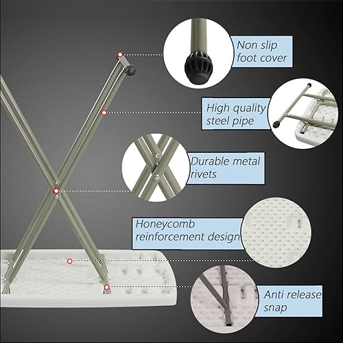 Miniatura 6 de Mesa plegable de plástico, bandeja de TV para laptop, mesa de aperitivos portátil de altura ajustable duradera para uso doméstico, picnic, fiesta