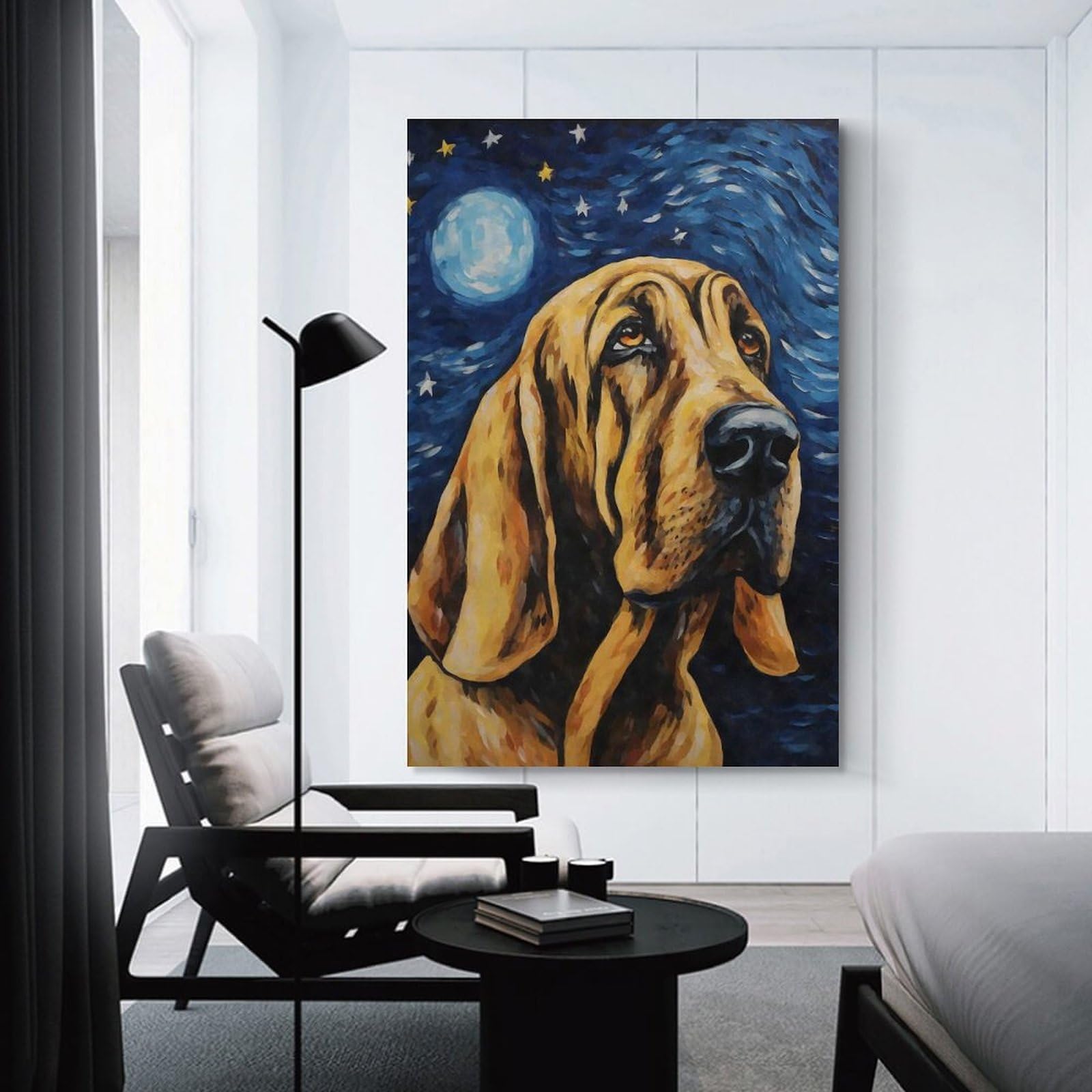 Junmoney Unframe-Style-12 Bloodhound Starry Night Room Decor Wall Art 12X18inch(30X45cm), For Lounge Decor, Offices Or Entryway Styling, A Flexible Wall Accent For Shared Spaces