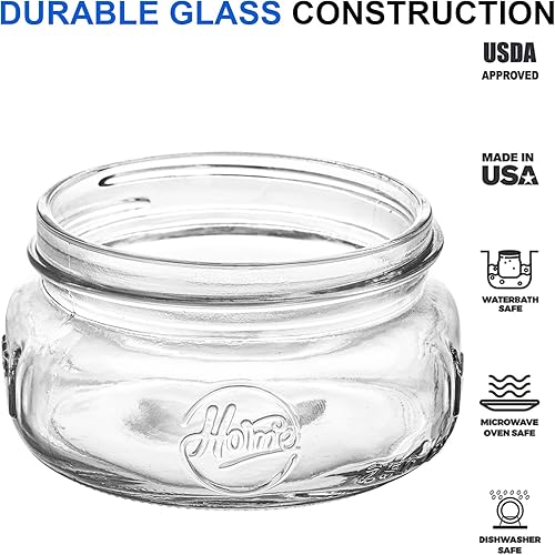 Vista 11 de Tebery Paquete de 24 tarros de vidrio para el hogar con tapas y bandas de metal plateado, tarros de vidrio de boca ancha de 8 onzas para conservar