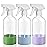 UUJOLY Plastic Spray Bottle Trigger Empty Spray Bottles Clear Refillable Container for Water, Essential Oils, Hair, Cleaning Products, Adjustable Head Sprayer and Stream, Green + Light Blue + Purple